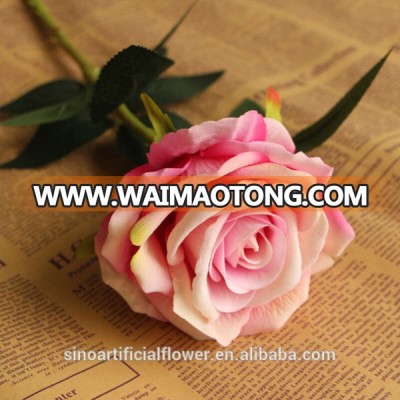 Single stem silk velvet artificial rose flower