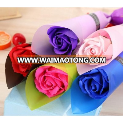 Artificial single soap red rose gift flower with packing