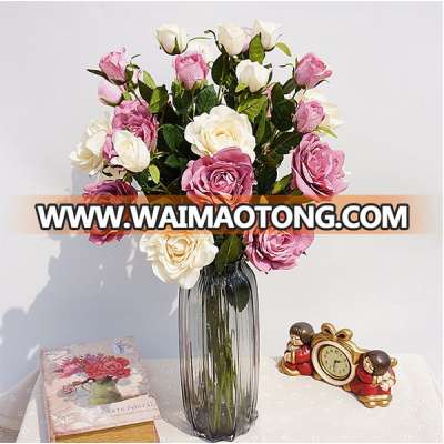 Best selling silk 2 heads artificial rose flower for wedding