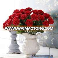 Yiwu factory artificial flowers wedding decoration single stem red silk rose flowers