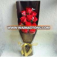 11pcs Red Roses shape soap flower bouquet the love gift in valentine's day